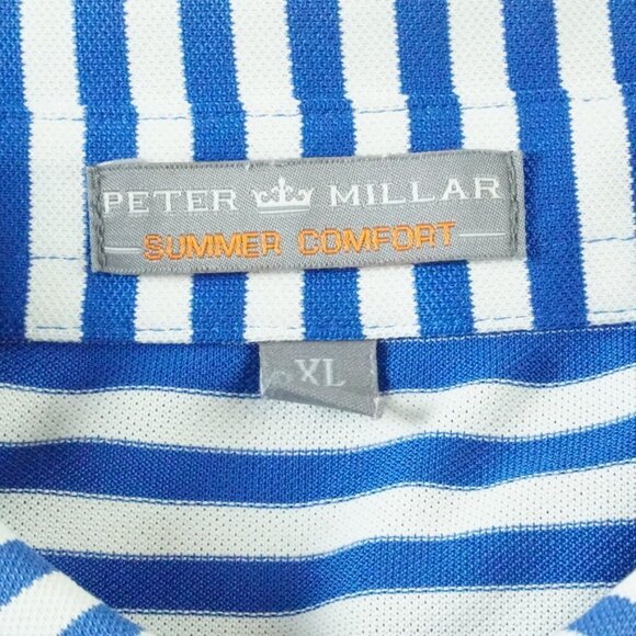 Peter Millar Summer Comfort Polo Shirt Mens Extra Large Striped Blue Golfer - Picture 4 of 10